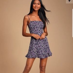 Brynne Purple and Navy Blue Floral Print M…